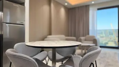 a meeting room with a table and chairs at Cloud Tower 1br With Parking Pool Gym & Sports Facilities in Dubai