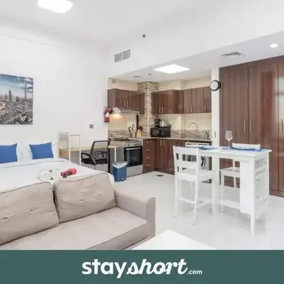 StayShort - Cozy & Spacious Studio Retreat in Arabian Gate Perfect for 2