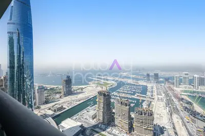 a view of a city from the top of a skyscraper at Amazing 2BR Princess Tower Dubai Marina in Dubai