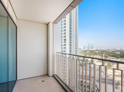 an apartment balcony with a view of the city at Chic & Classic 1BDR In Downtown Views-14 in Dubai