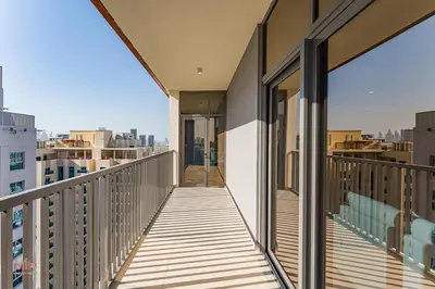 a balcony with a view of the city at Executive 1BR at Hadley Heights, JVC Dubai with balcony City Views in Dubai