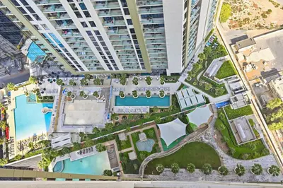 an overhead view of a rendering of a city at DAMAC Maison Aykon City Dubai in Dubai