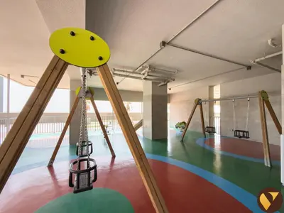 an empty gym with swings and a playground at Vogue Elite Business Bay Residence Close to Burj Khalifa and Dubai Mall, Studio Apartment with Balcony, City and Canal View, Access to all Amenities in Dubai