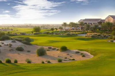a view of the golf course at the resort at Arabian Ranches Golf Club in Dubai