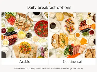 a collage of three pictures of different types of food at Elite Royal Apartment - Burj Residences T5 | VIP in Dubai