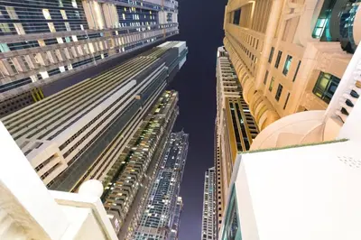 a view of a city skyline with tall buildings at Classy Studios for Ladies in Dubai, Marina فتيات فقط in Dubai