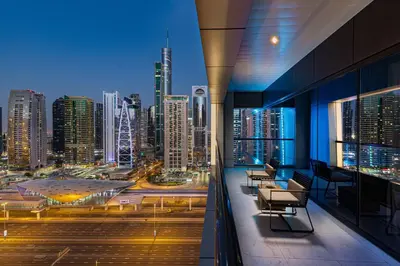 a view of a city skyline from a high rise building at Millennium Place Dubai Marina in Dubai