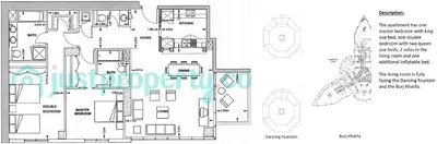 a floor plan of a house with architectural drawings at Elite Royal Apartment - Full Burj Khalifa & fountain view - Pearl in Dubai