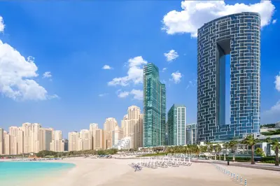a view of aiami beach skyline with tall buildings at Address Beach Resort in Dubai