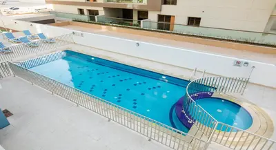 an overhead view of a swimming pool at Rose Executive Hotel - DWTC in Dubai