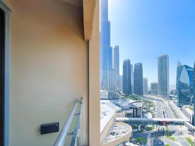 a view of a city skyline from a building at Dubai Mall 1Bedroom Balcony in Dubai
