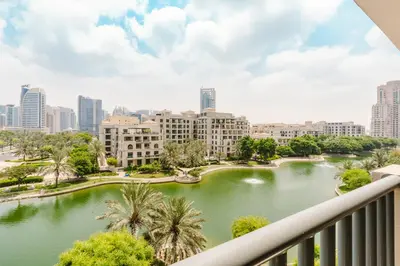 a view of a river from a balcony of a city at RH - Beautiful canal view, Sleek & spacious Studio, central location in Dubai