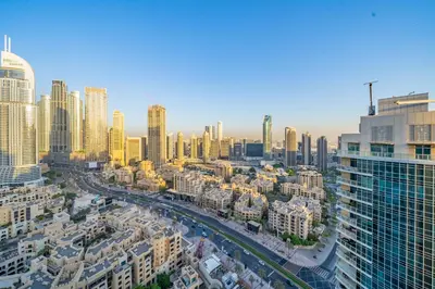 a view of a city with tall buildings at Chic and Zen Apartment, Near Burj Khalifa Tower in Dubai