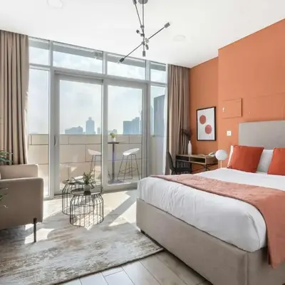 Silkhaus modern studio with Burj Khalifa view in DIFC