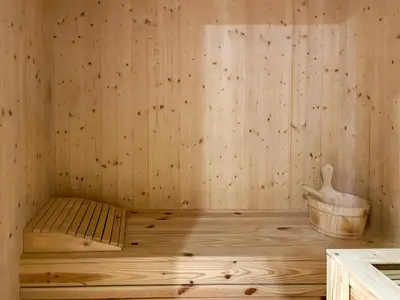 a sauna with a tub and a duck in it at Lovely & Pristine 2BR + kids - 7min to Dubai Mall in Dubai