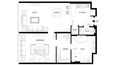 a floor plan of a house at LUX Iconic Views at The Palm Tower Suite 1 in Dubai