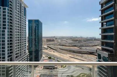 a view of a city with tall buildings at White Sage - Luxurious Studio in JLT With City Skyline View in Dubai