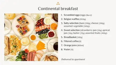 a collage of different types of breakfast foods at Elite Royal Apartment - Panoramic Full Burj Khalifa, Fountain & Skyline view - Imperial - 2 bedrooms & 1 open bedroom without partition in Dubai