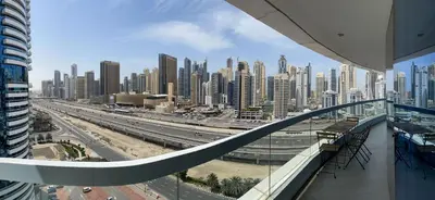 a view of a city from a building at 180° Sheik Zayed Road balcony views 2BR in JLT in Dubai