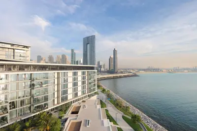 a view of a city with a body of water at Livbnb-Upgraded 2BR plus Maid's Room with Sea View in Dubai