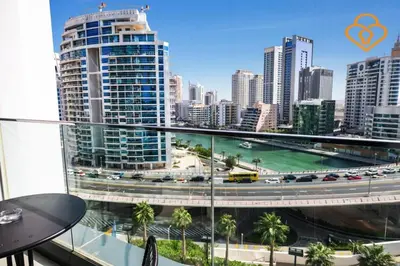 a view of a city with a highway and buildings at Keysplease Luxury 1 BR Apt Address W Private Beach, JBR in Dubai