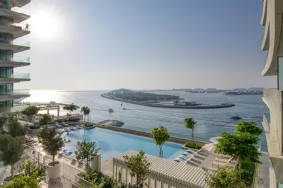 a view of the water from a building at The Smart Concierge - Beach Vista Tower in Dubai