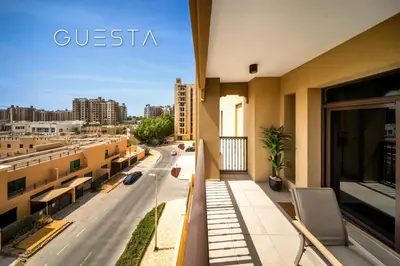 a balcony with a view of a city street at Lamtara 1 - Madinat Jumeirah Living, Jumeirah in Dubai