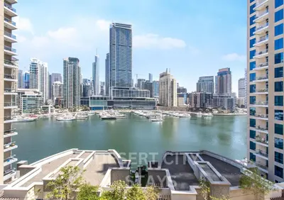a view of a city with boats in the water at 2 Bed Room in Attessa Tower, Dubai Marina by Desert City Stays in Dubai