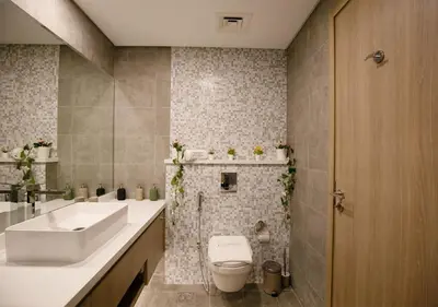 a bathroom with a sink and a toilet at Stunning 1BR in Stella Maris, City View, Marina in Dubai