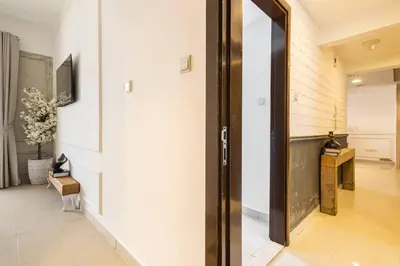 a hallway with a door in a house at Beautiful home, Magnificent view in Dubai