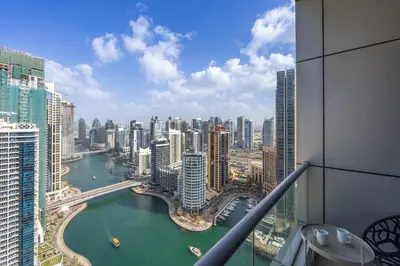 a view of a city from a building at Bay Central, Dubai Marina - Exquisite One Bed with Marina View in Dubai
