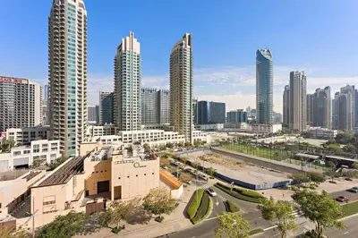 a view of a city with tall buildings at Silkhaus Burj Royale 1BDR with balcony in Downtown in Dubai